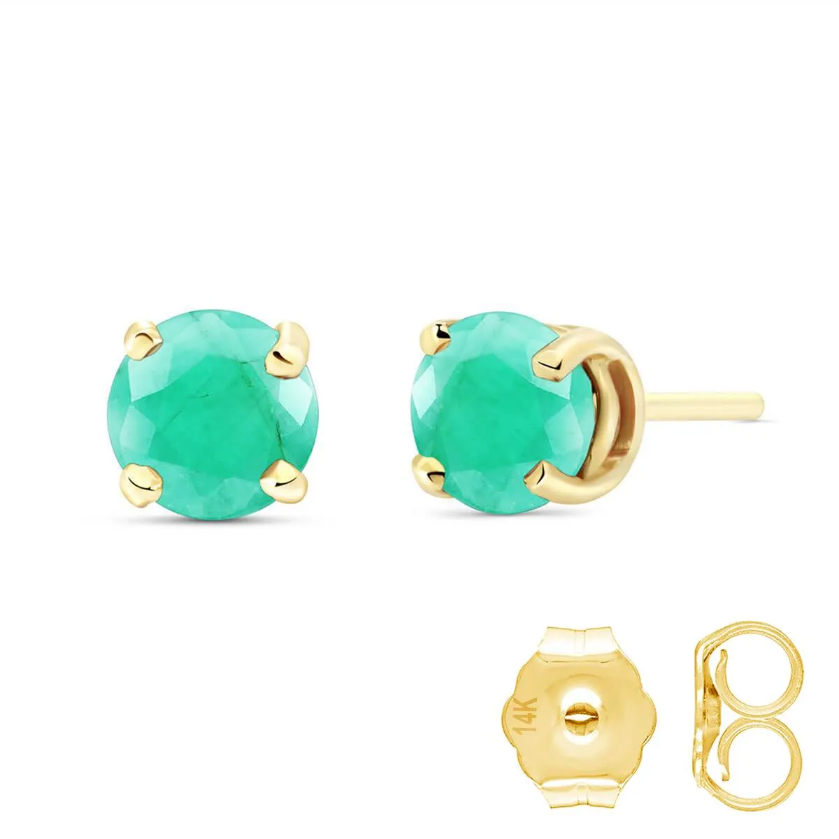 0.95 Carat 14K Solid Yellow Gold Spring Doesn't Fade Emerald Earrings