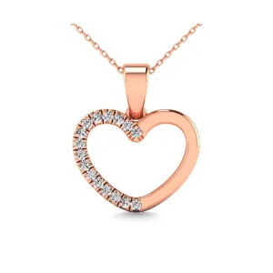 10K Rose Gold 1/10 Ctw Diamond Heart Pendant