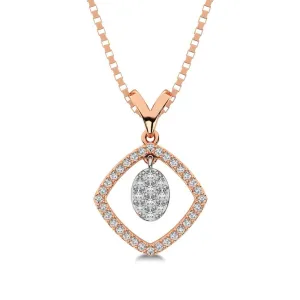 10K Rose Gold 1/4 Ct.Tw. Diamond Square Shape Pendant with Dangler