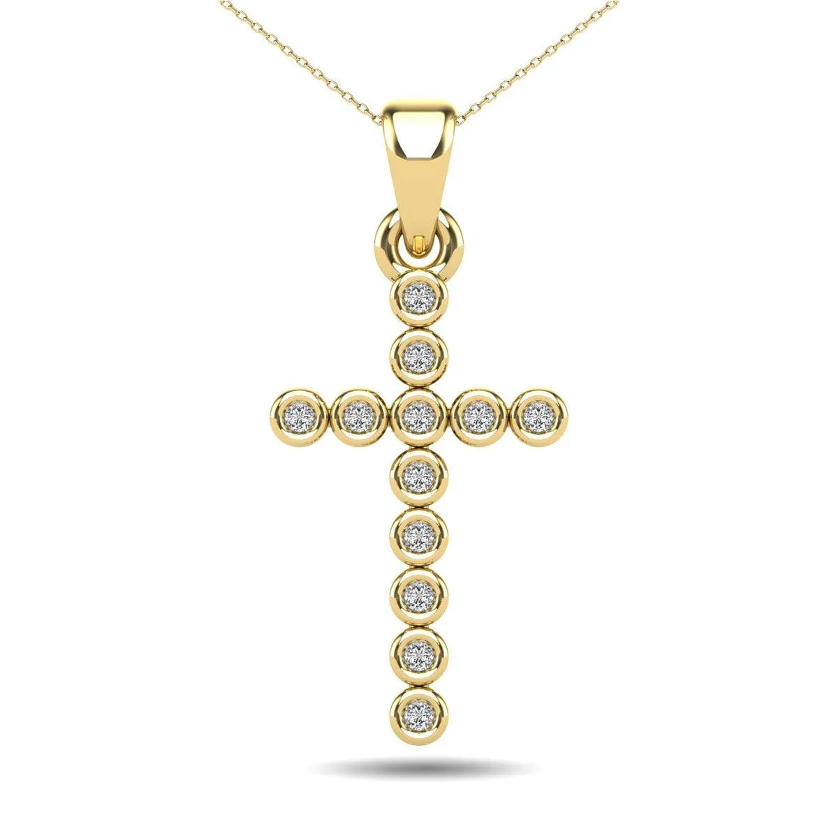 10K Yellow Gold 1/20 Ct.Tw. Diamond Accent Croos Pendant