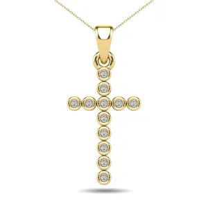 10K Yellow Gold 1/20 Ct.Tw. Diamond Accent Croos Pendant