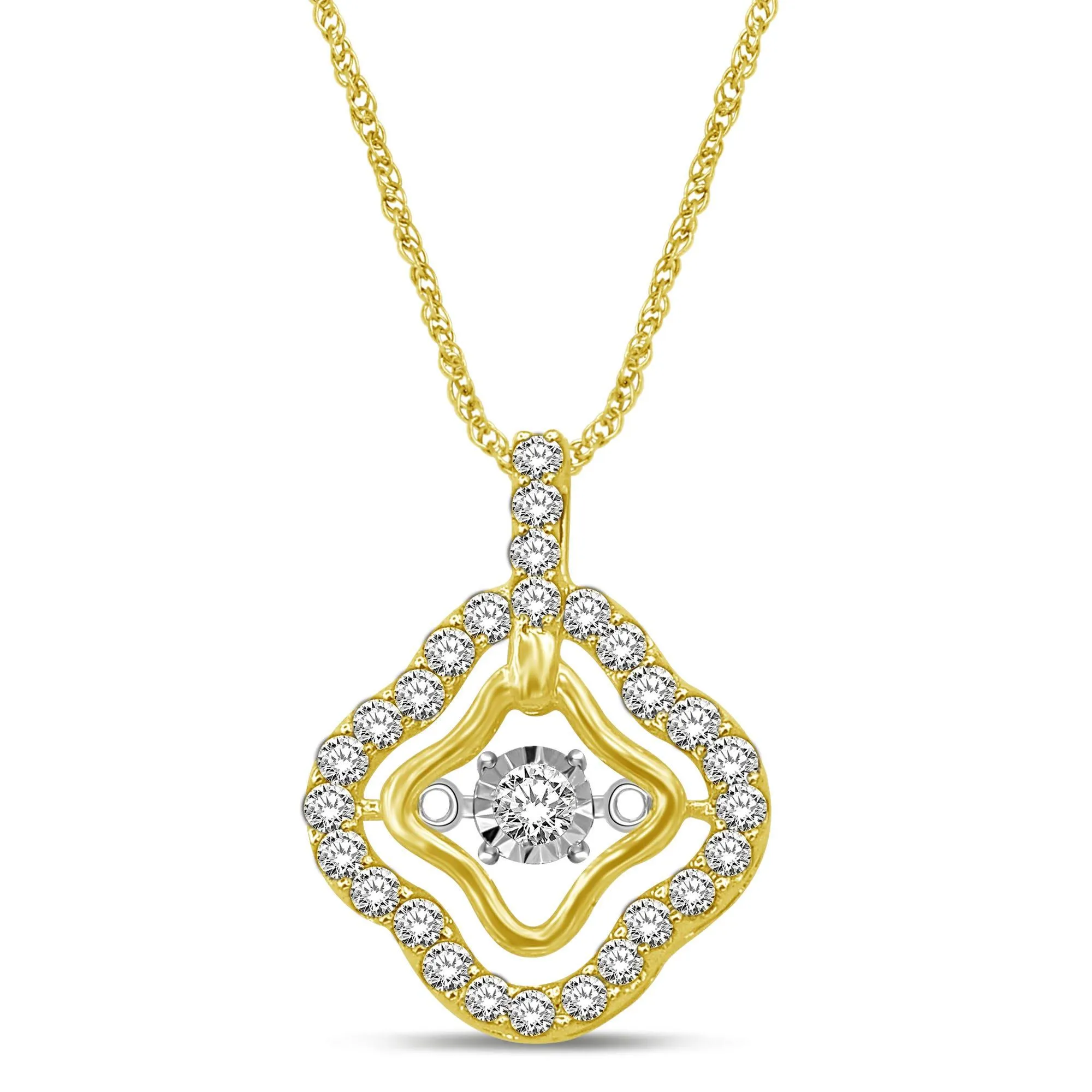 10K Yellow Gold 1/3 Ctw Moving Diamond Pendant