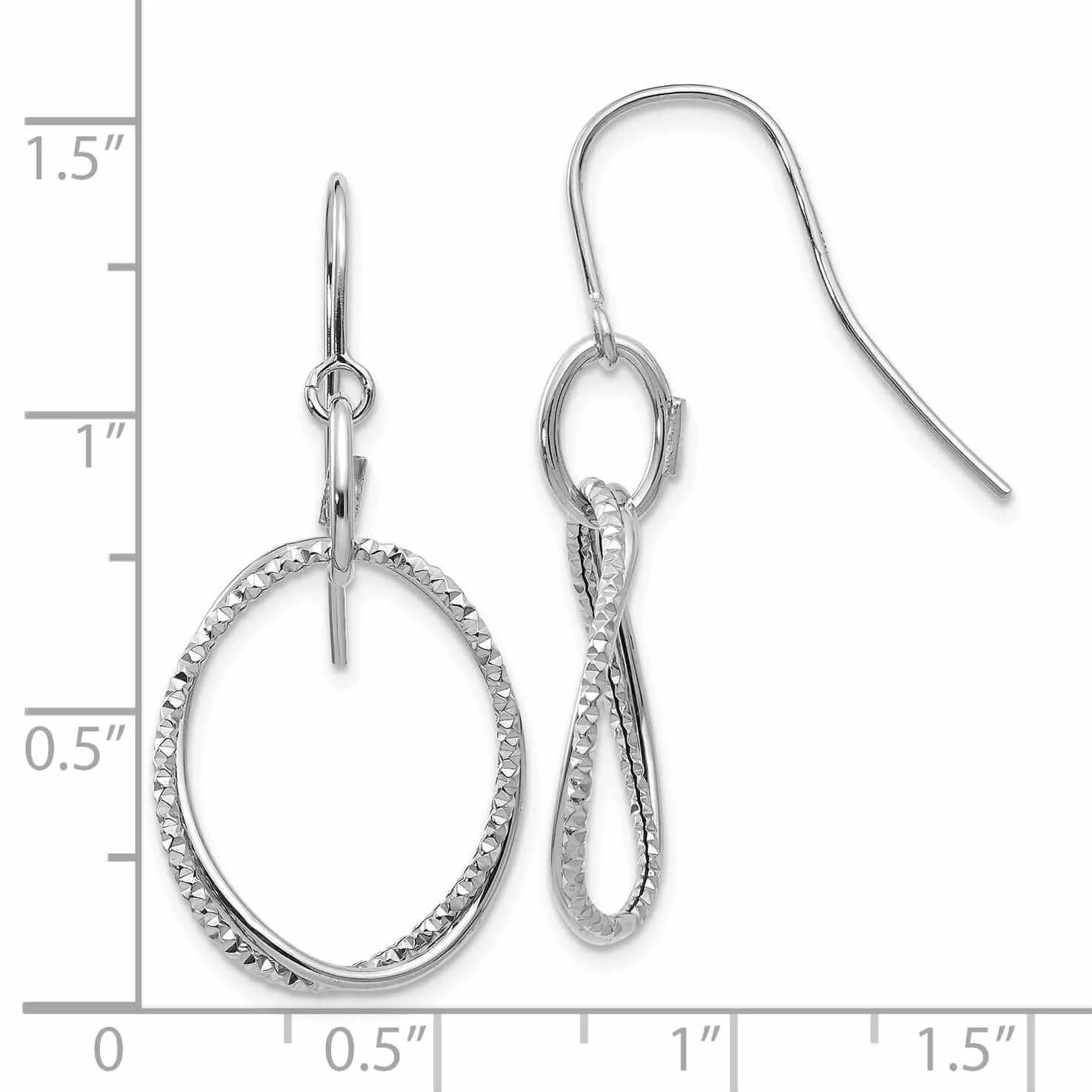 10kt White Gold Textured Shepherd Hook Earrings