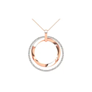 14K Rose Gold 1/2 Ct.Tw. Diamond Double Frame Pendant