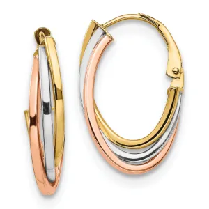 14k Tri Color Gold Polished Hoop Earrings