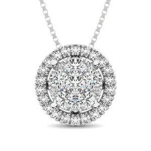 14K White Gold 1/3 Ct.Tw. Diamond Flower Pendant