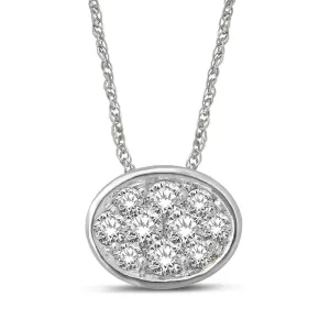 14K White Gold 1/6 Ctw Diamond Round Flower Pendant