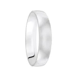 14k White Gold Wedding Band Domed Polished Finish Flat Edges - 4mm - 12mm