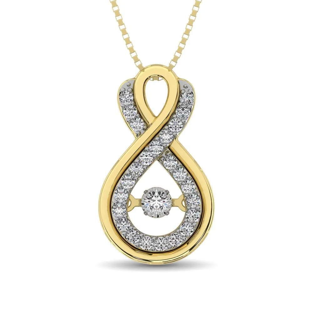 14K Yellow Gold 1/5 Ctw Diamond Infinity Pendant