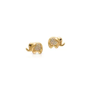 14KY Pave Elephant Earrings