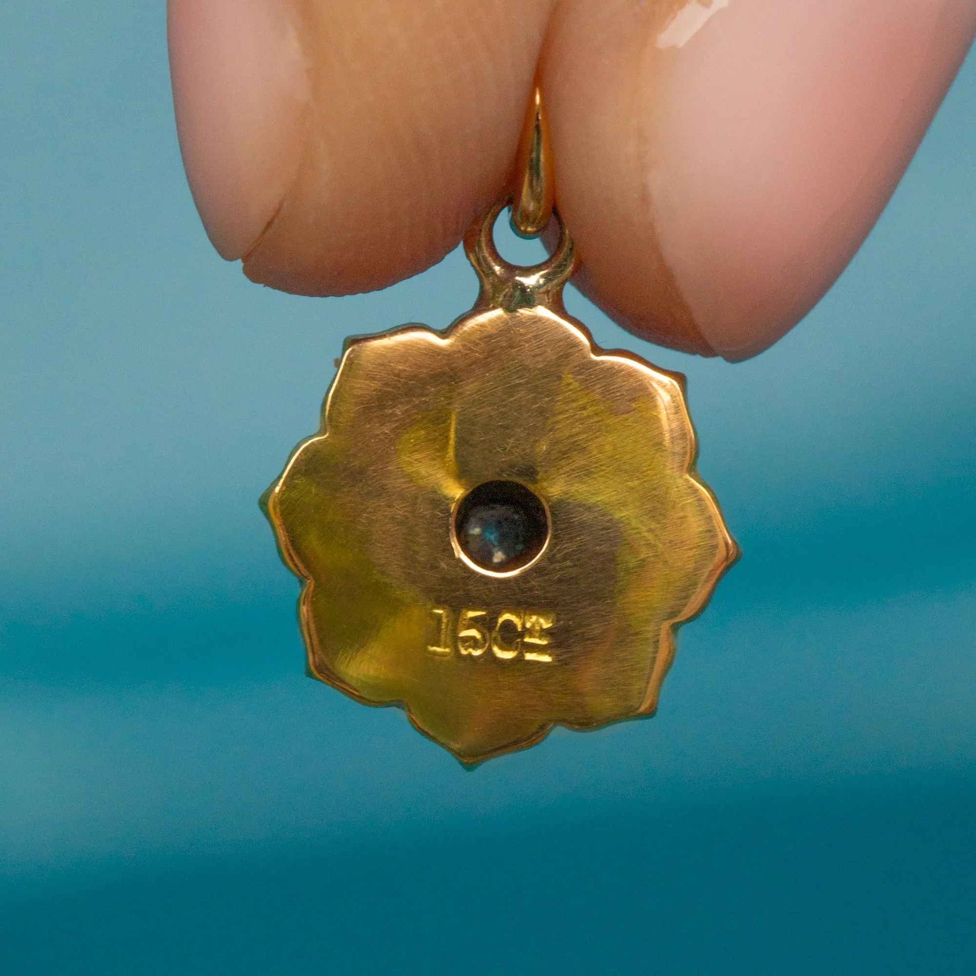 15ct Gold Etruscan Diamond Charm