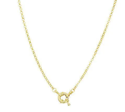 18k Gold Filled Front Clasp Rolo Chain Necklace