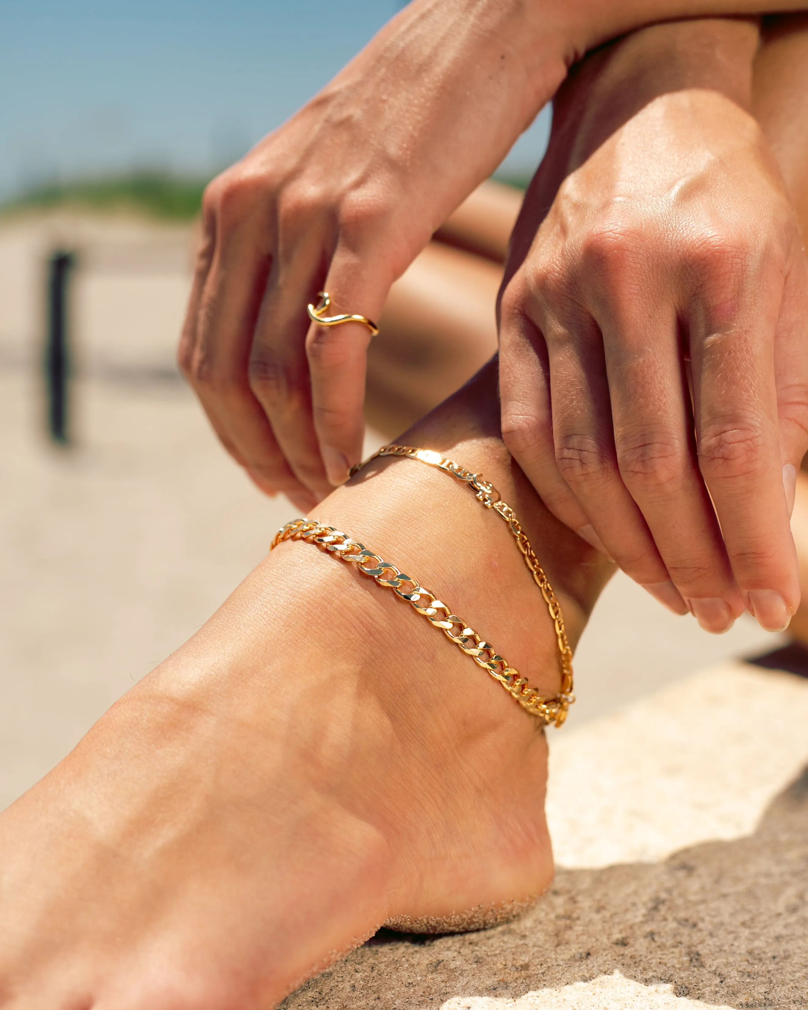 18K Gold Plated Curb Link Anklet