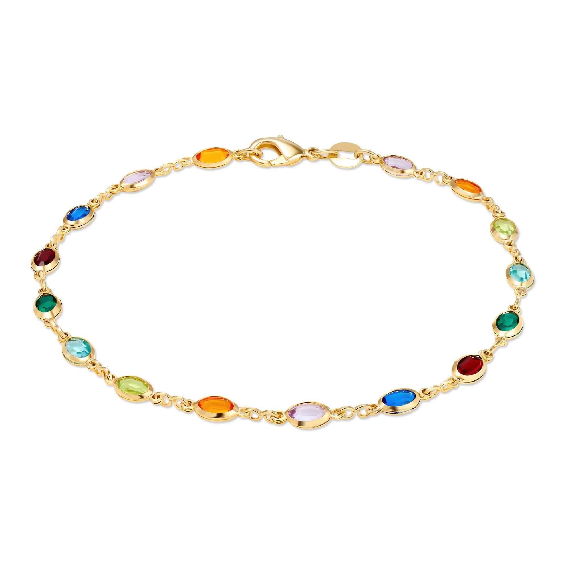 18K Gold Plated Dark Multi Color Crystal Anklet