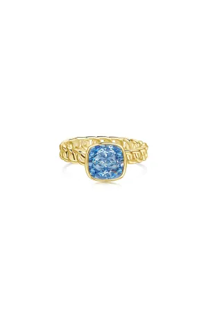 18K Gold Plated Fat Square Bright Zircon Ring