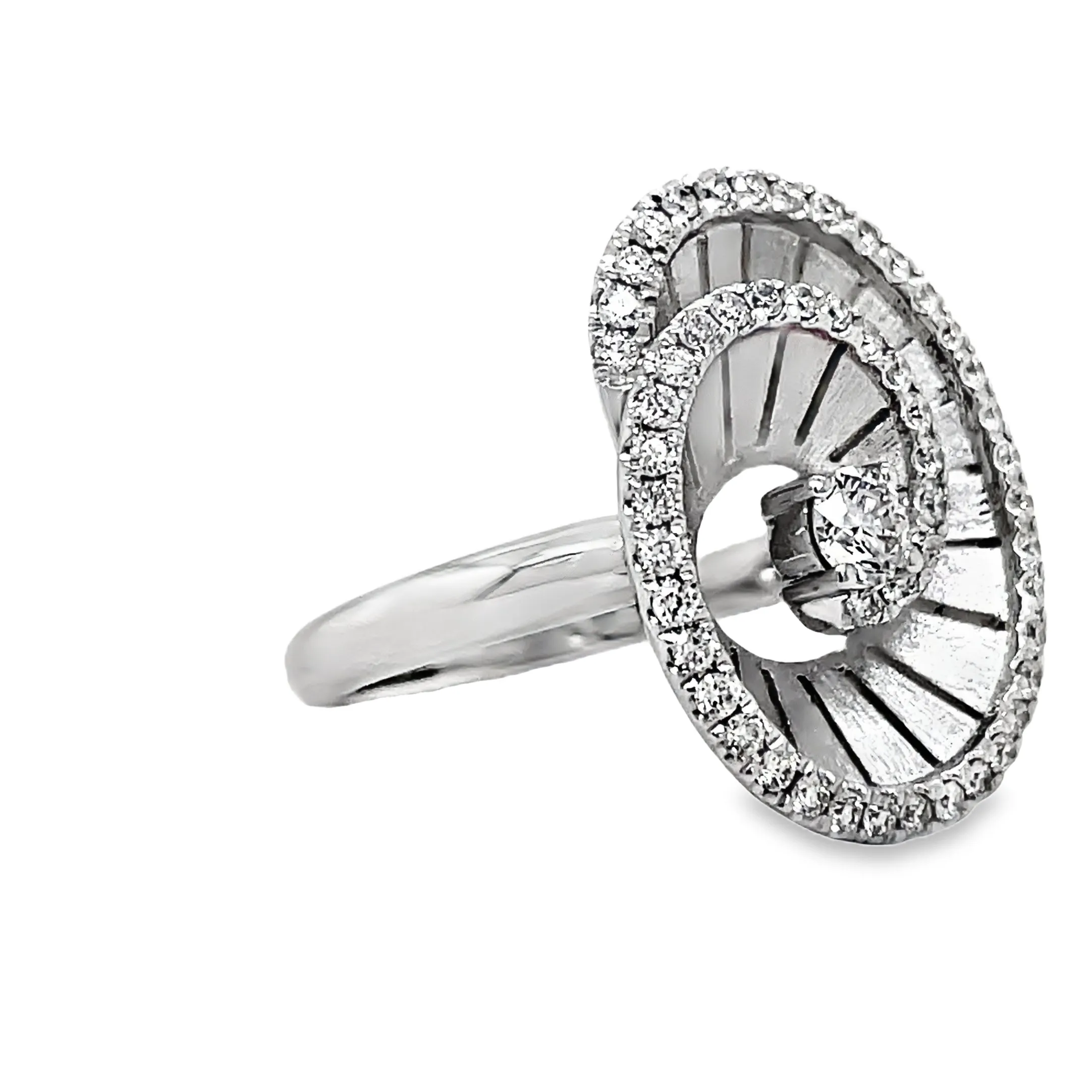 18k Spiral Diamond White Gold Ring