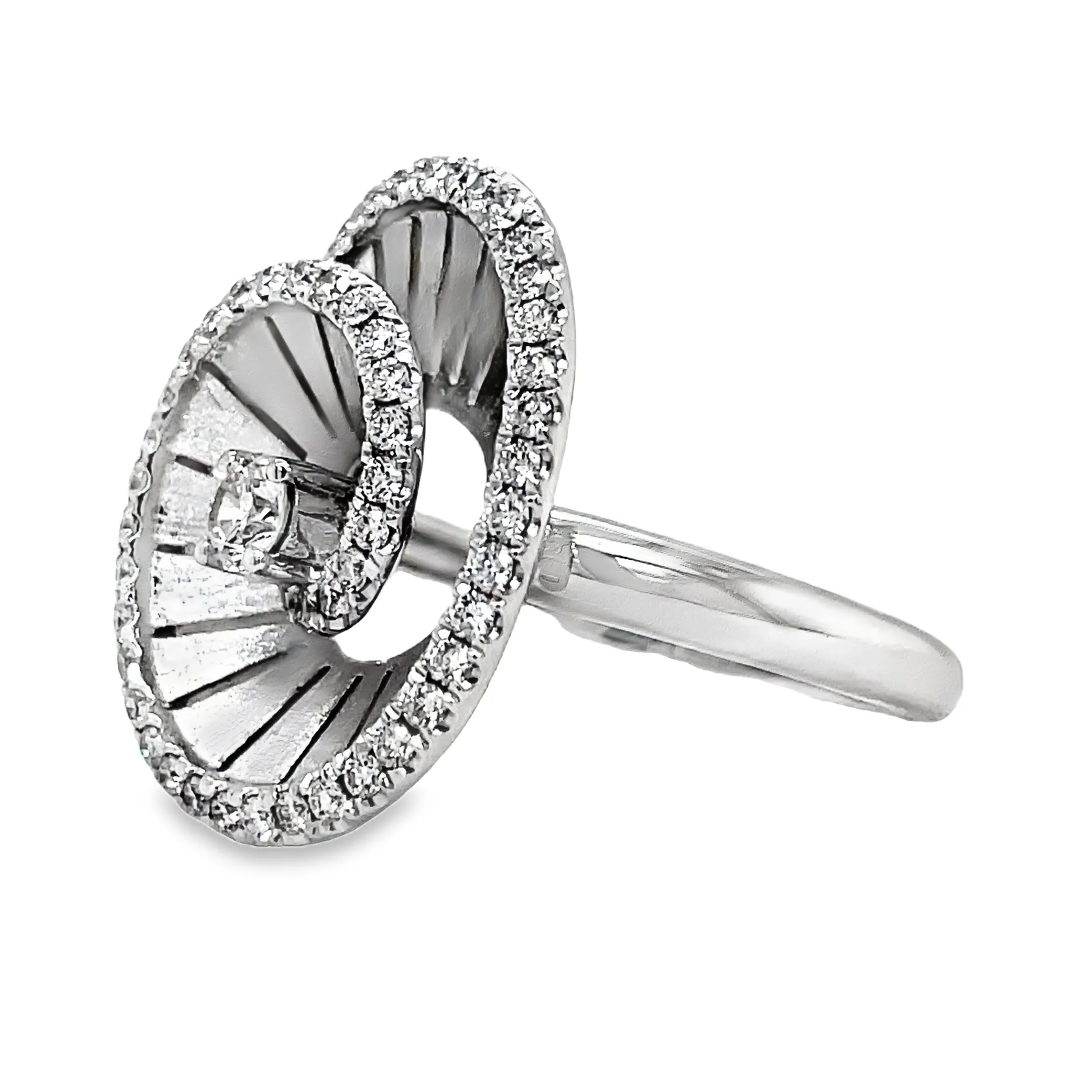 18k Spiral Diamond White Gold Ring