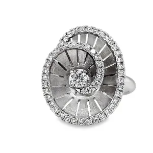 18k Spiral Diamond White Gold Ring