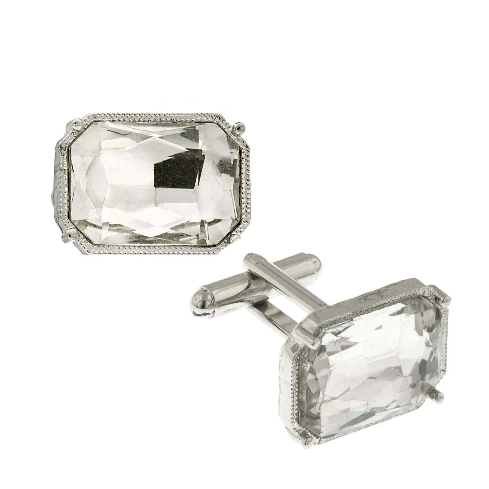 1928 Jewelry Classic Octagon Clear Crystal Cufflinks