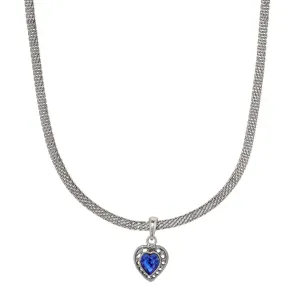 1928 Jewelry Eleganza Austrian Crystal Heart Pendant Necklace 13"   5" Extension