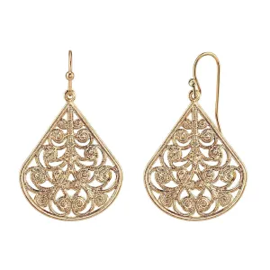 1928 Jewelry Filigree Teardrop Earrings