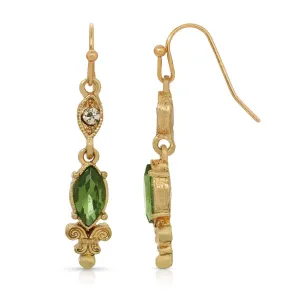 1928 Jewelry La Belle Ìäpoque Crystal And Emerald Green Dangle Earrings