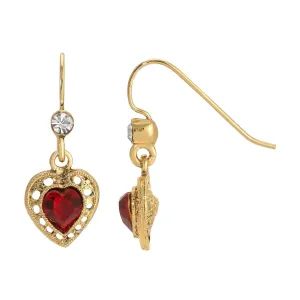 1928 Jewelry Petite Crystal Heart Drop Earrings