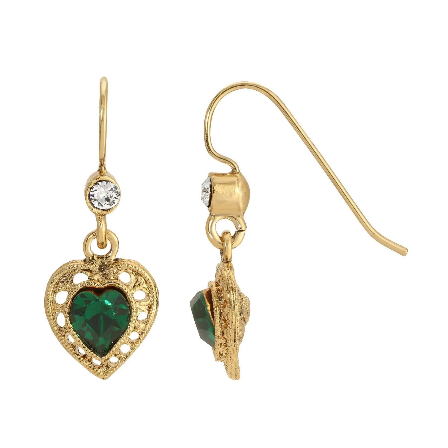 1928 Jewelry Petite Crystal Heart Drop Earrings