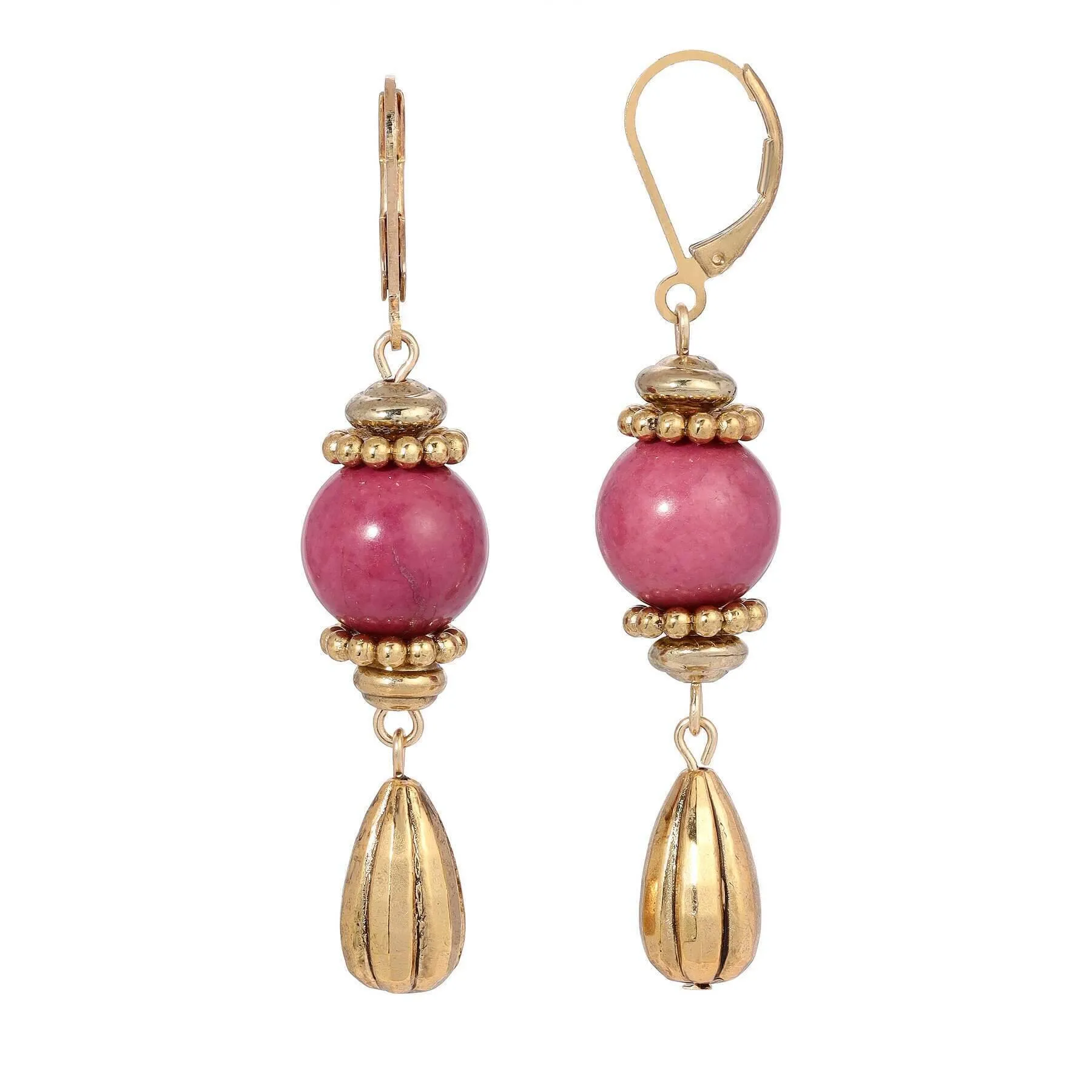 1928 Jewelry Round Gemstone Melon Cut Teardrop Earrings