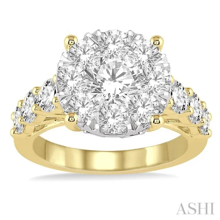 2 Ctw Round Diamond Lovebright Ring in 14K Yellow and White Gold