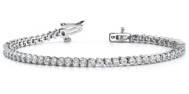 2 Prong Diamond Tennis Bracelet (3.53 ct Diamonds) in White Gold