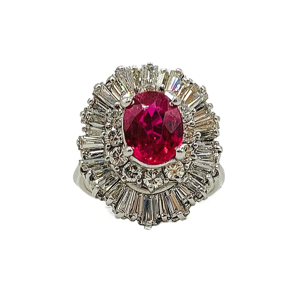 2.75ctw 14kt Lab Grown Ruby & Natural Diamond Ring GIA CERTIFIED