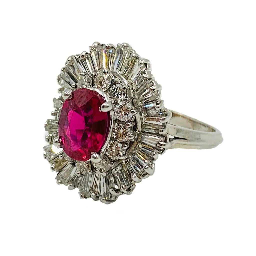 2.75ctw 14kt Lab Grown Ruby & Natural Diamond Ring GIA CERTIFIED