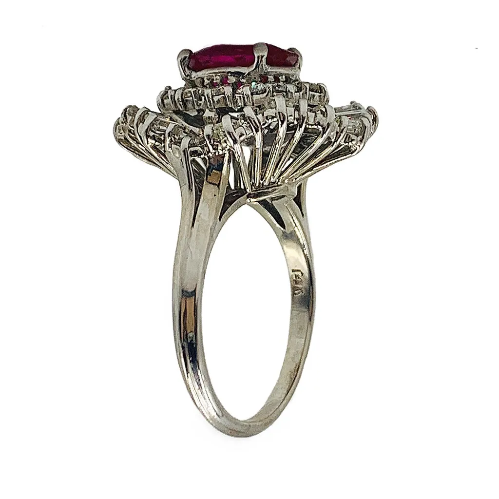 2.75ctw 14kt Lab Grown Ruby & Natural Diamond Ring GIA CERTIFIED