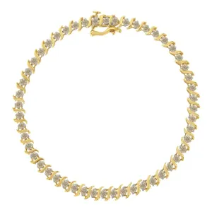 2Micron 10KT Yellow Gold Plated Sterling Silver Diamond S-Link Bracelet (2 cttw, J-K Color, I2-I3 Clarity)