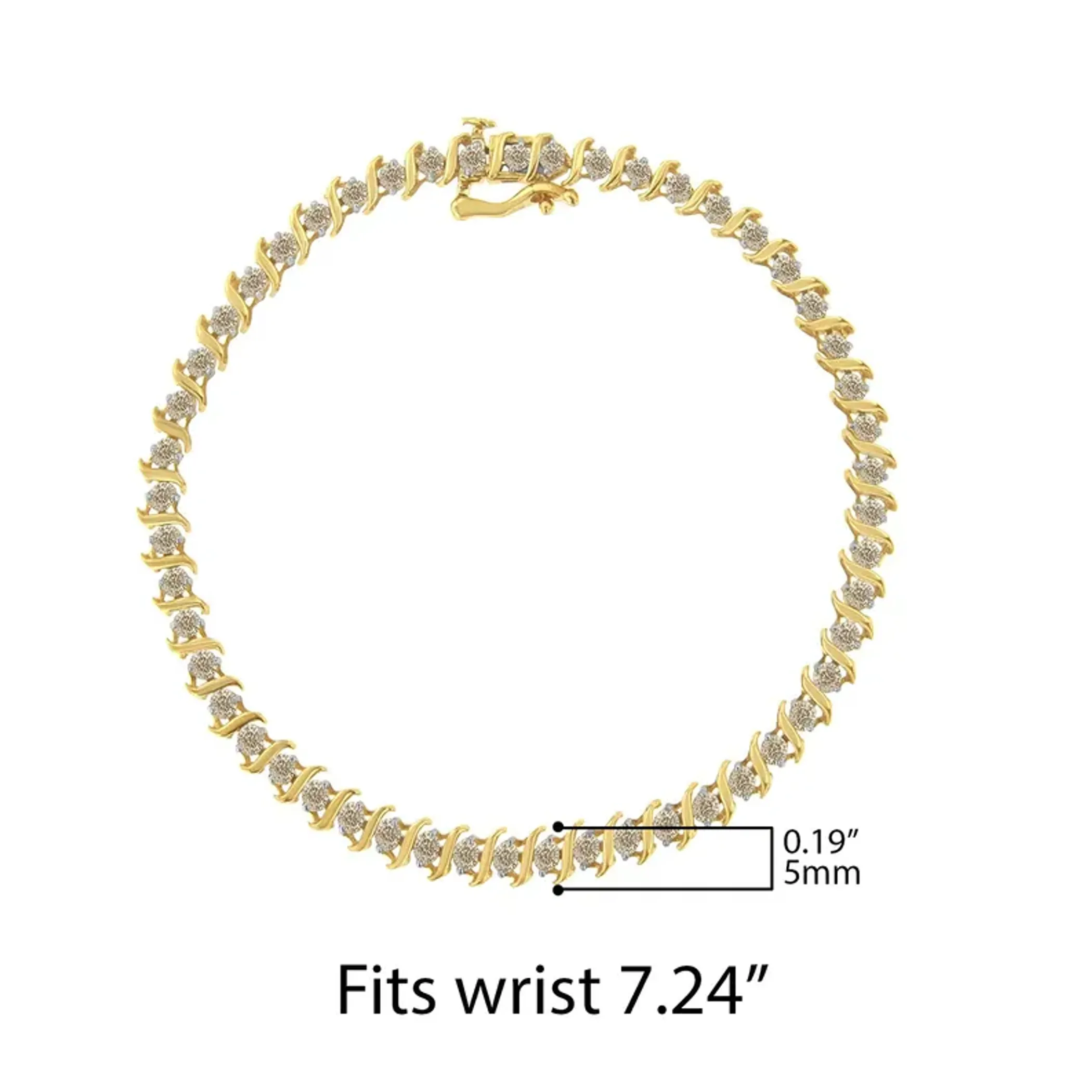 2Micron 10KT Yellow Gold Plated Sterling Silver Diamond S-Link Bracelet (2 cttw, J-K Color, I2-I3 Clarity)