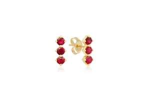 3 Ruby Stud Earrings