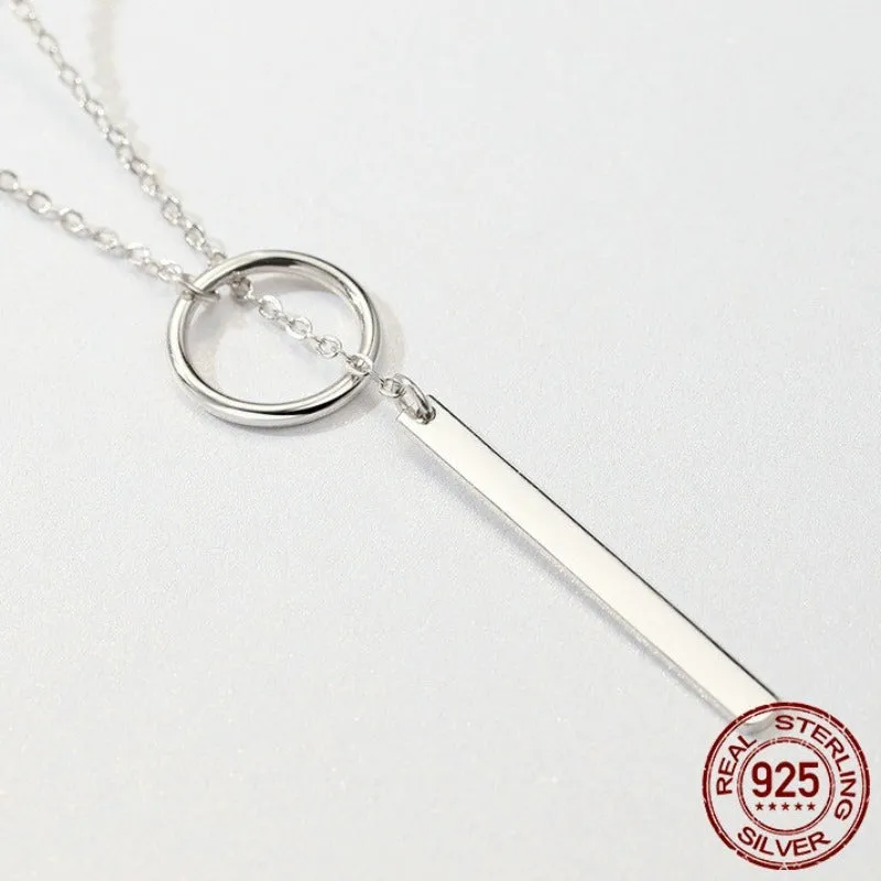 925 Sterling Silver Round Circle Line Geometric Pendant Necklaces for Women Sterling Silver Jewelry