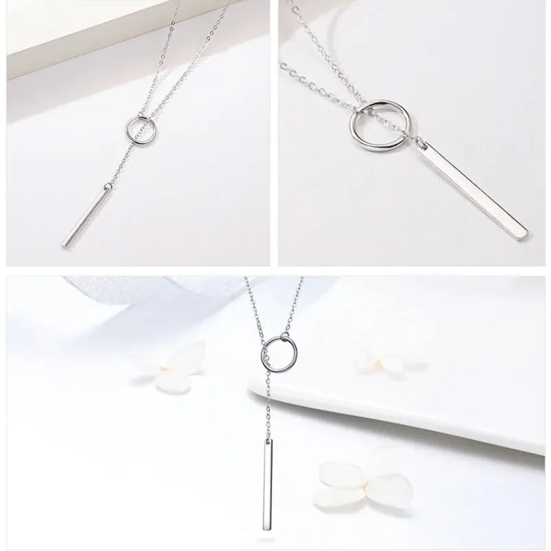 925 Sterling Silver Round Circle Line Geometric Pendant Necklaces for Women Sterling Silver Jewelry