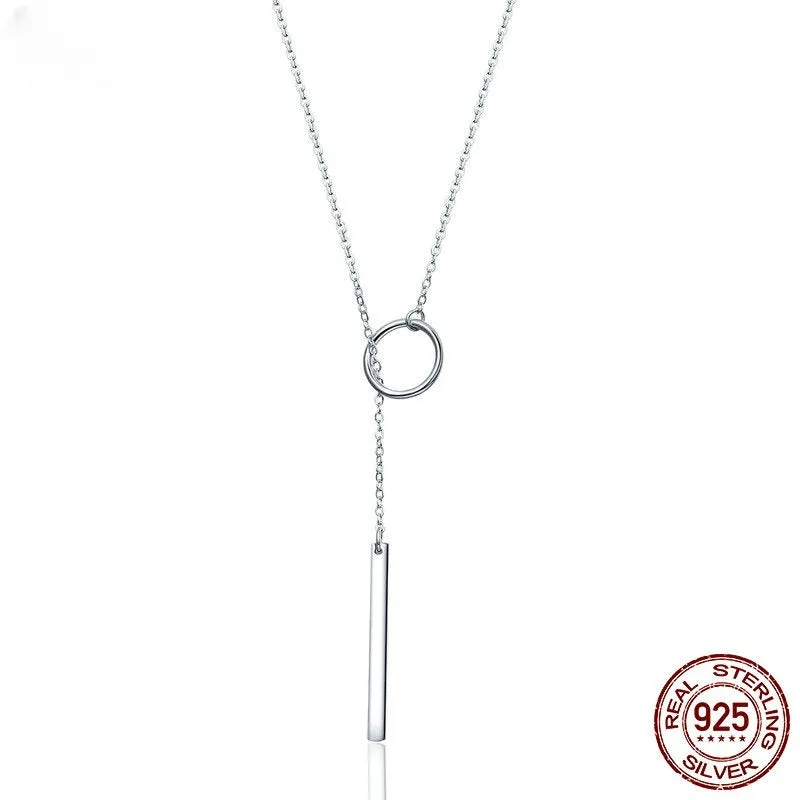 925 Sterling Silver Round Circle Line Geometric Pendant Necklaces for Women Sterling Silver Jewelry