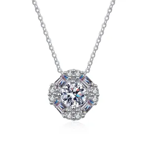 925 Sterling Silver Square Shape Moissanite Pendant Necklace