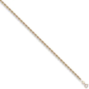 9ct Yellow Gold Hollow 3.2mm 18 Inch Rope Necklace 4.5g