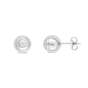 9K White Gold 8mm Ripple Ball Stud Earrings