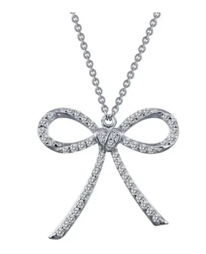 9N053CLP Simulated Diamond Bow Necklace