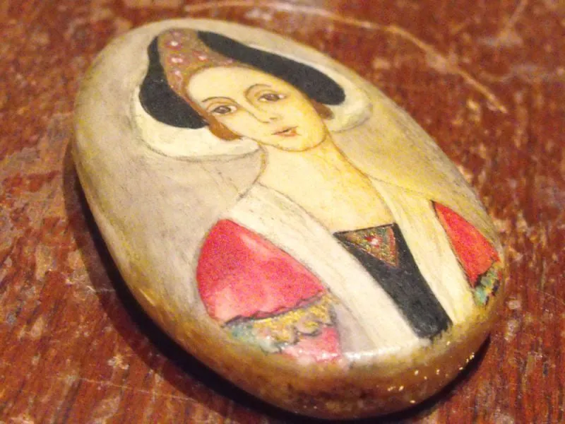 A Charming Mid 18th Century Oval Bone Pendant Portrait Miniature of a Lady