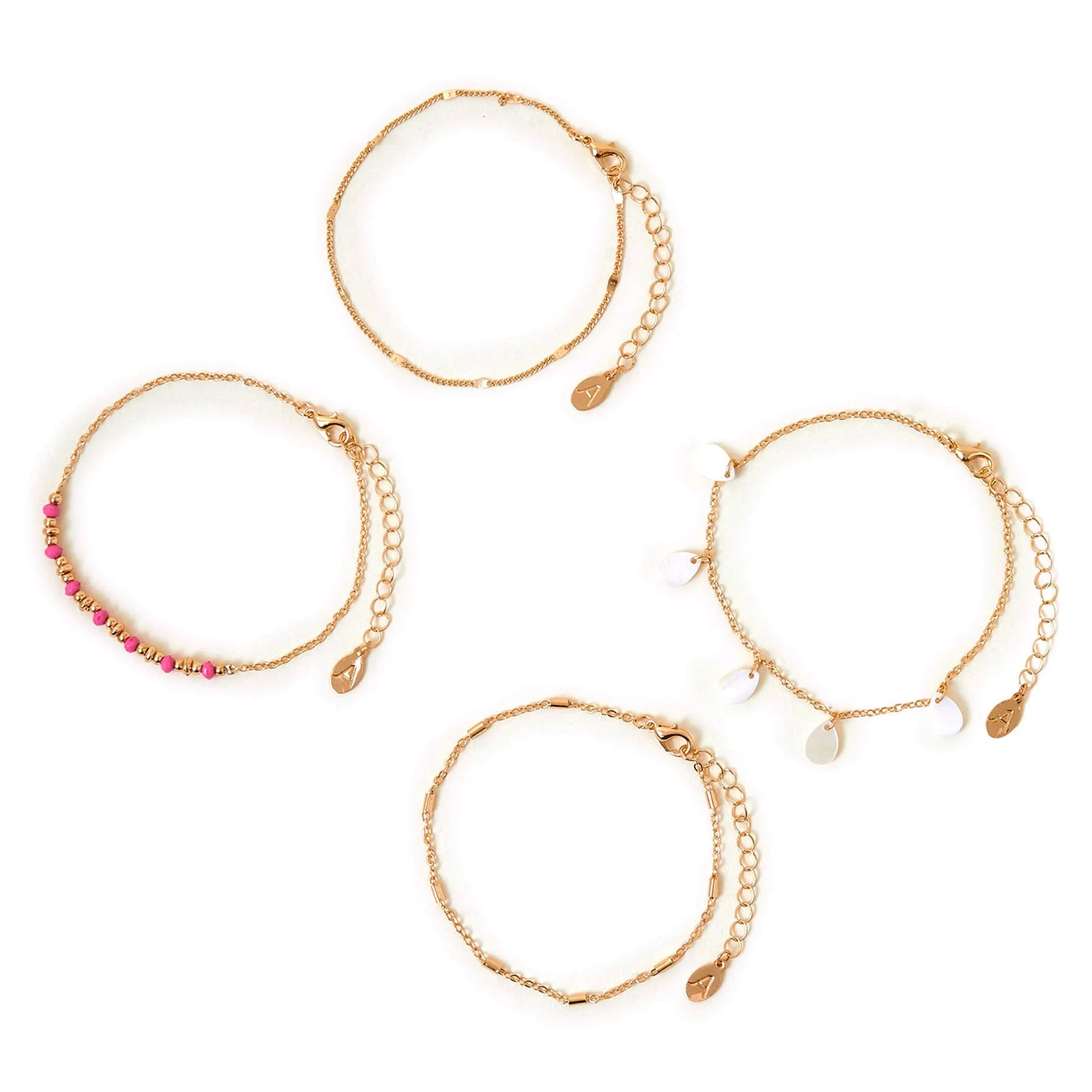 Accessorize London Women's Gold Teardrop Anklets Pack Of Four