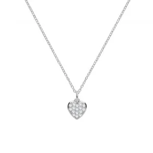 Acotis Silver Heart Necklace with Zirconia Stones Pendant G3358