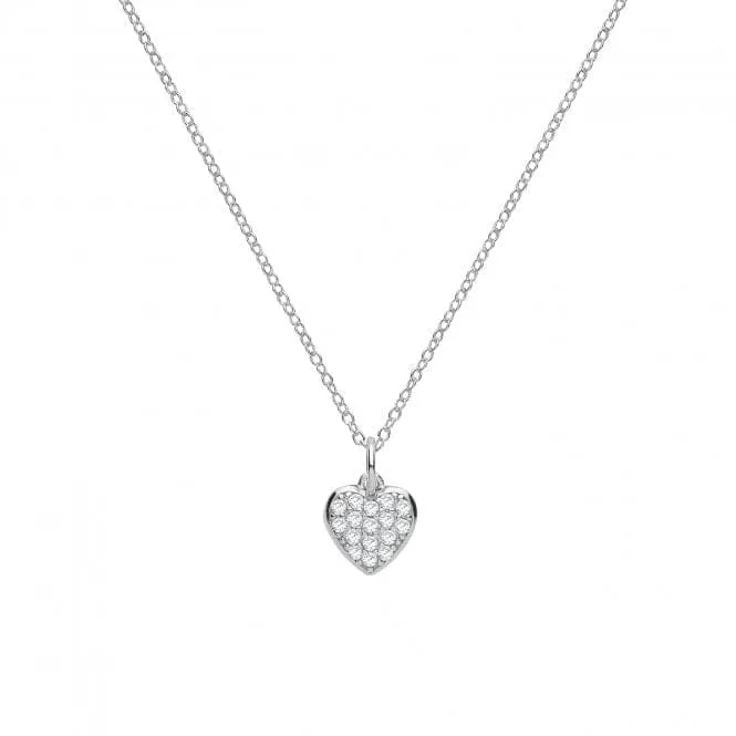 Acotis Silver Heart Necklace with Zirconia Stones Pendant G3358