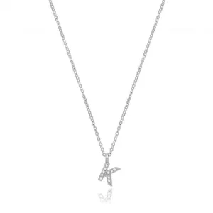 Acotis Silver Necklace Rhodium Plated Zirconia Initial G3395/K