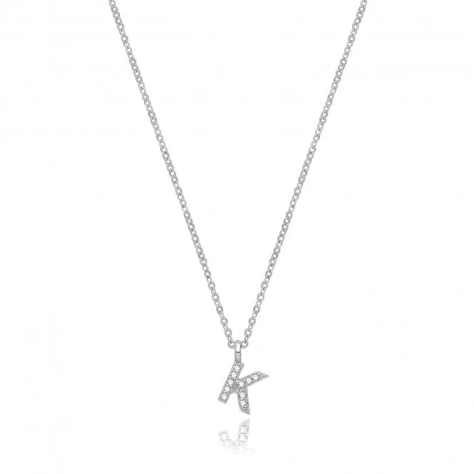 Acotis Silver Necklace Rhodium Plated Zirconia Initial G3395/K